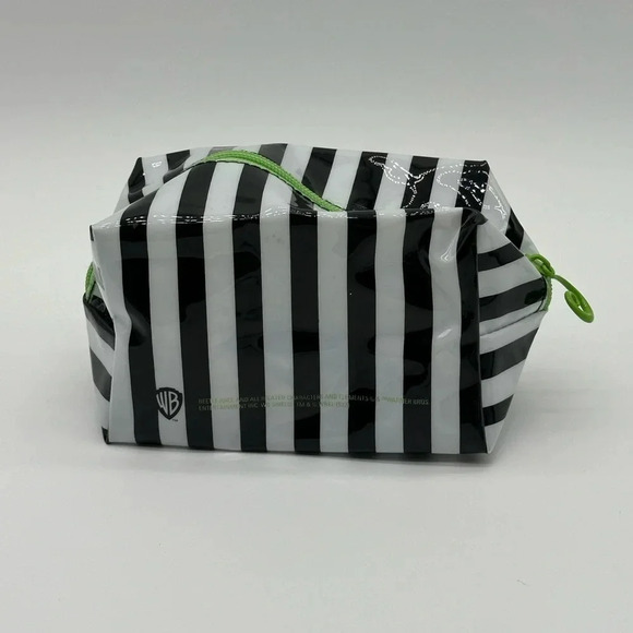 Beetlejuice Holiday Makeup Revolution Cosmetic Bag Black & White Striped - Picture 3 of 5